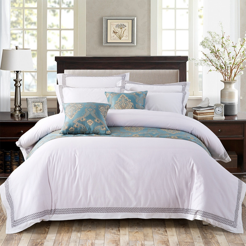 Valkoinen 6080S 100 % puuvillaa Arrow Brodeerattu hotelli Makuuhuoneen lakanat