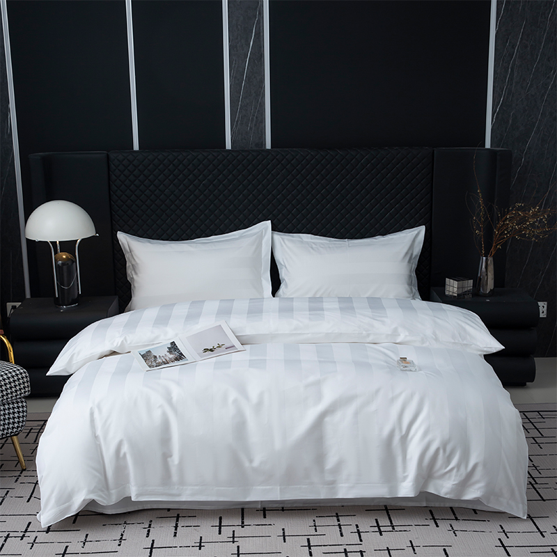 7 cm satiiniraita, tavallinen valkoinen 750TC 100 % puuvillaa viiden tähden hotellien vuodevaatteille