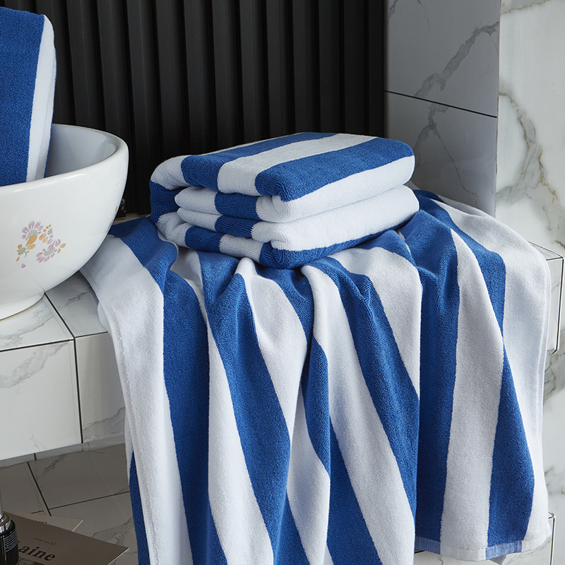 Lankavärjätty sininen valkoinen raita rantapyyhe allaspyyhe